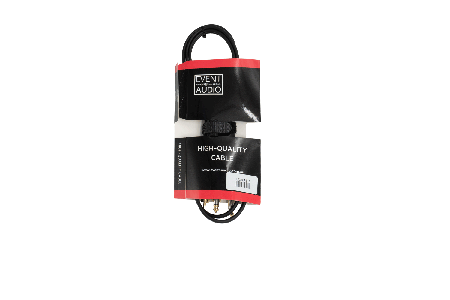 Event Audio 2J2RCA1.5 - 1.5m 2x Jack Male to 2x RCA Male Signal Lead - Red and Black Ring packaged product 