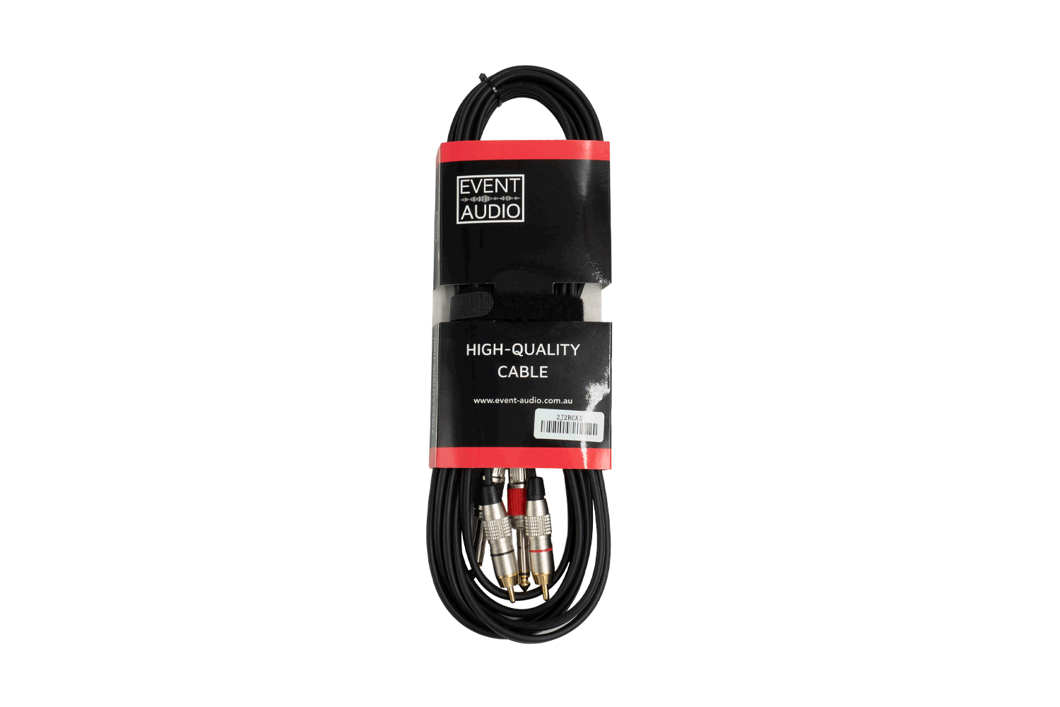 Event Audio 2J2RCA5 - 5m 2x Jack Male to 2x RCA Male Signal Lead - Red and Black Ring packaged product 
