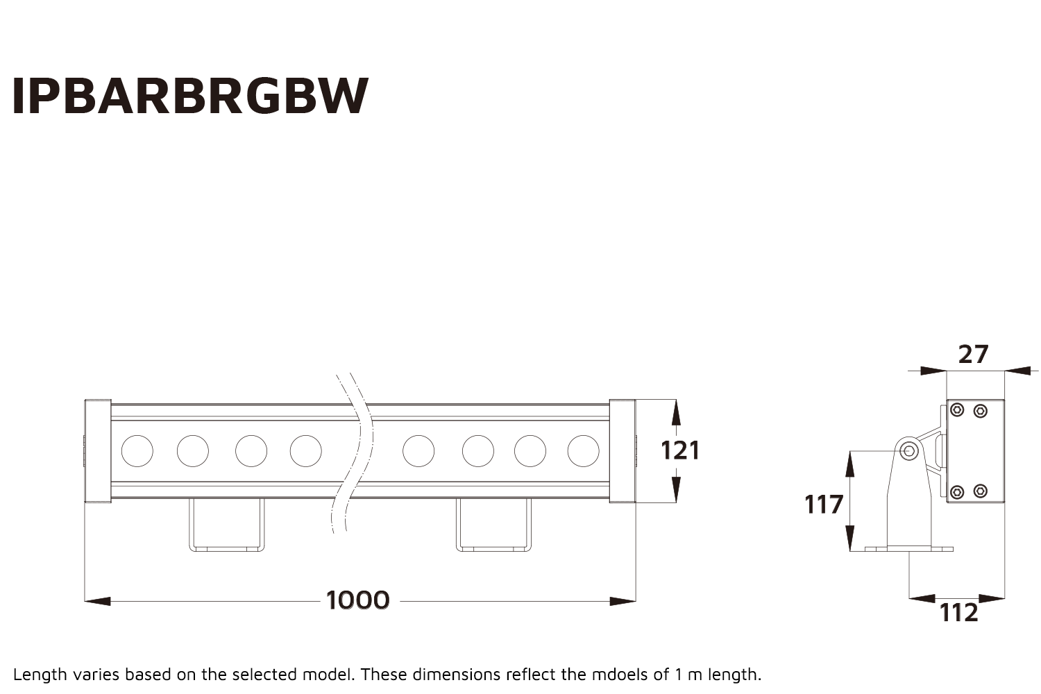 Event Lighting IP Bar line drawing