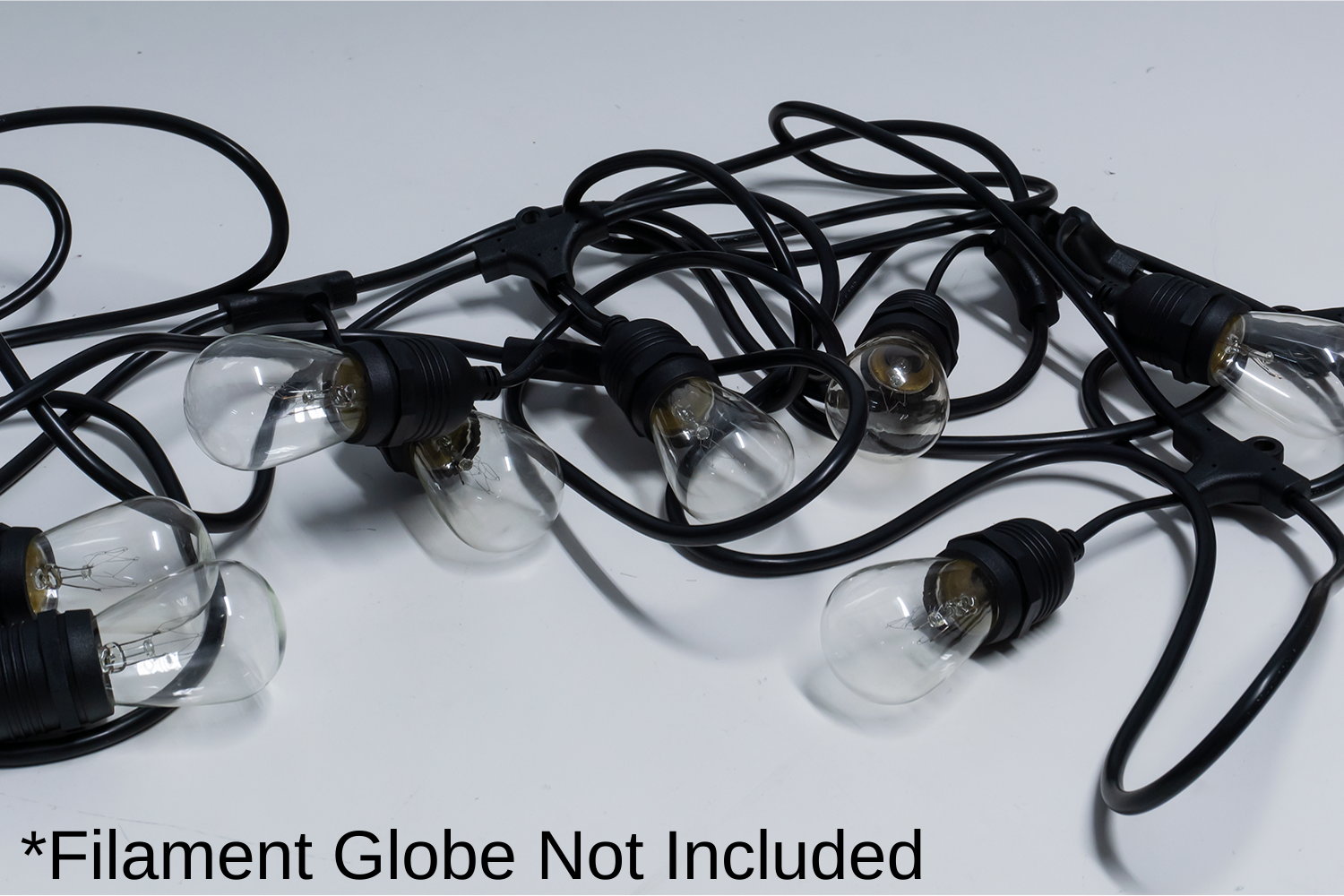 Event Lighting FES10 - Black Festoon String 10m front view