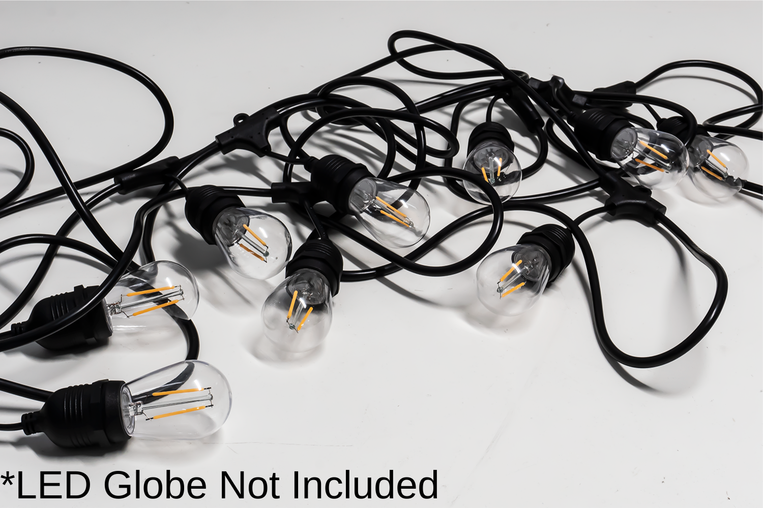 Event Lighting FES10 - Black Festoon String 10m front view