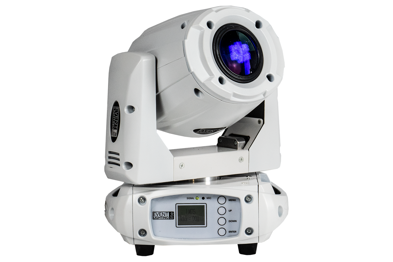 Event Lighting Lite LM75W LED Spot Moving Head (White Chassis) Dark Blue effect  view