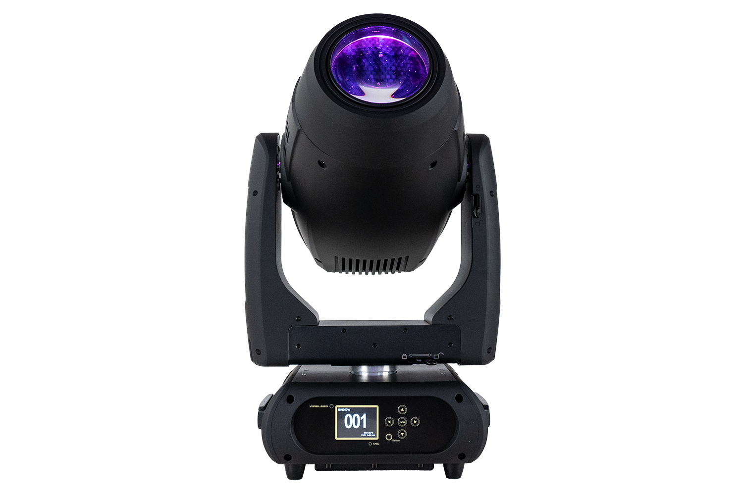 Event Lighting M1H420W hybrid moving head, front, purple