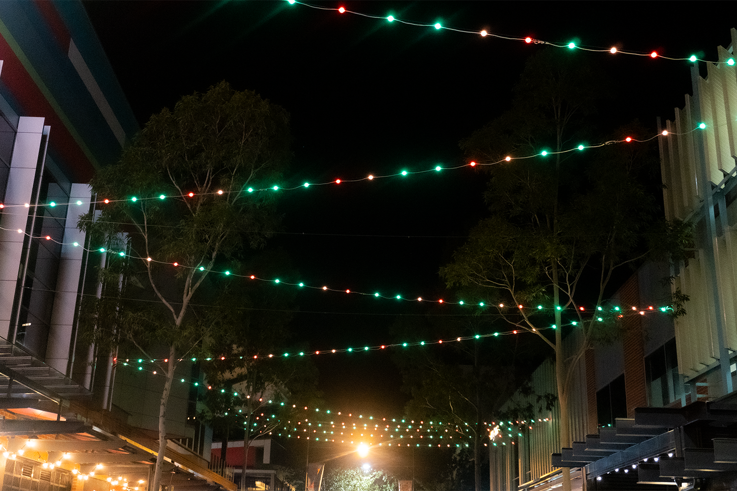 Event Lighting PIXBALLS2 Outdoor Festoon Lighting System, Rouse Hill installation, closeup
