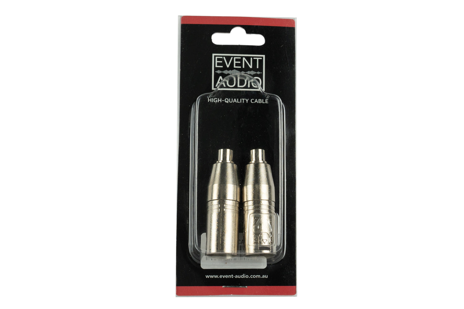 Event Audio XLRMRCAF - Pair of XLR 3 pin male to RCA female adaptors packaging 